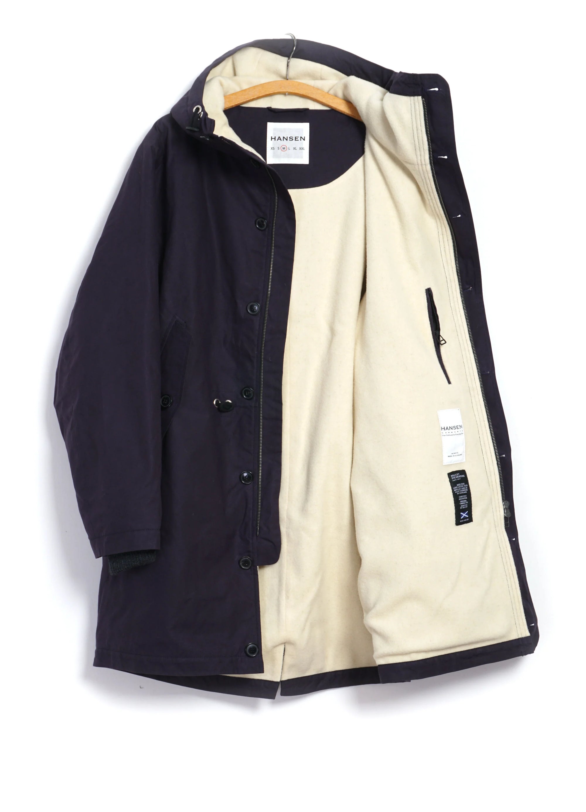 Rasmus, Waxed Parka with Zipper, Deep Blue