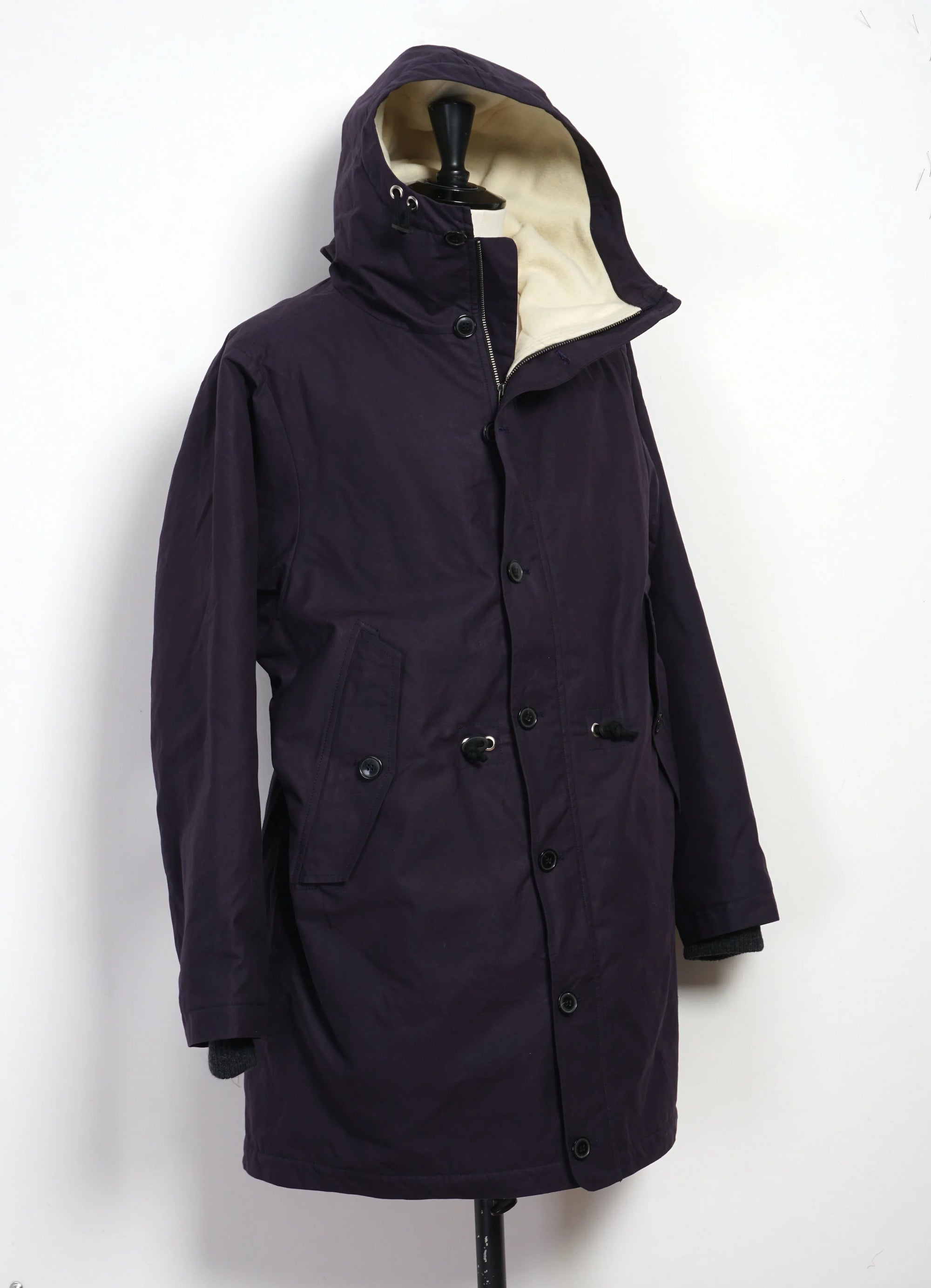 Rasmus, Waxed Parka with Zipper, Deep Blue