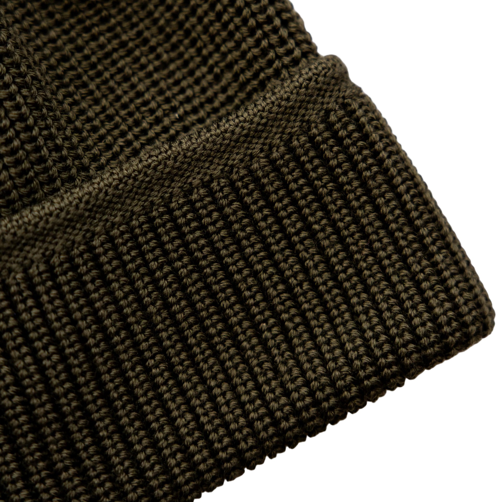 O'Riley Beanie, Rib Knit, 100% Merino Wool, Dark Olive