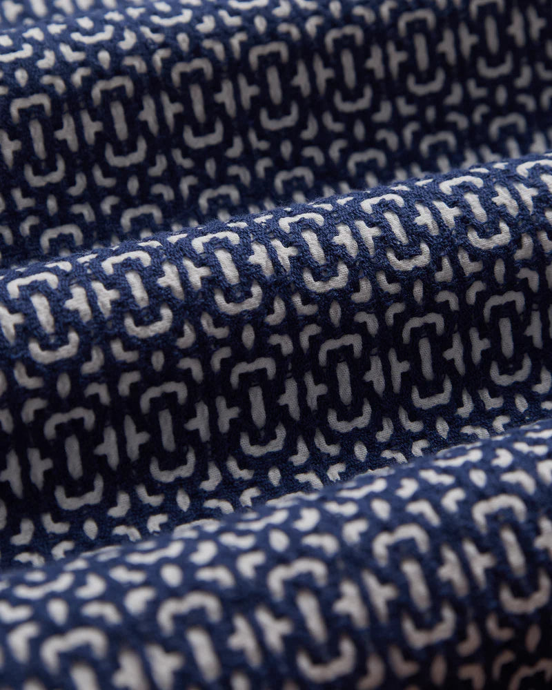 Abstract Tile Shirt, Short Sleeve, Blue-Skjorter-Portuguese Flannel-Motorious Copenhagen