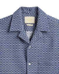 Abstract Tile Shirt, Short Sleeve, Blue-Skjorter-Portuguese Flannel-Motorious Copenhagen