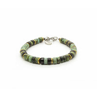African turquoise Heishi Bracelet, Green-Ringe og Halskæder-Black Pearl Creations-Motorious Copenhagen