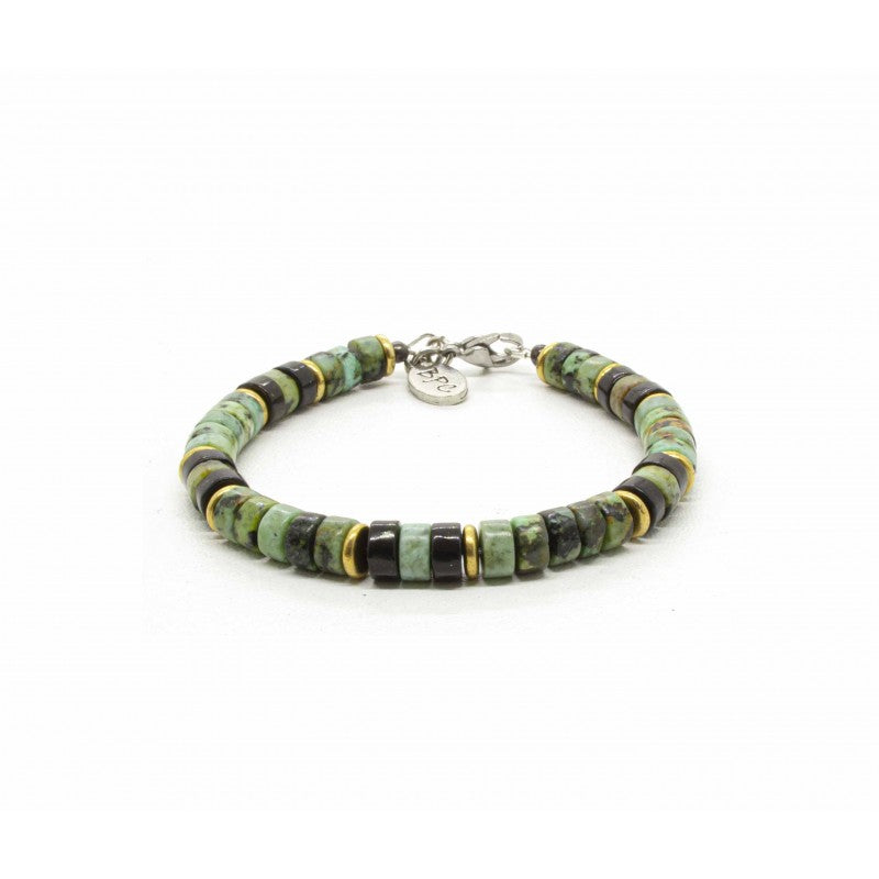 African turquoise Heishi Bracelet, Green-Ringe og Halskæder-Black Pearl Creations-Motorious Copenhagen