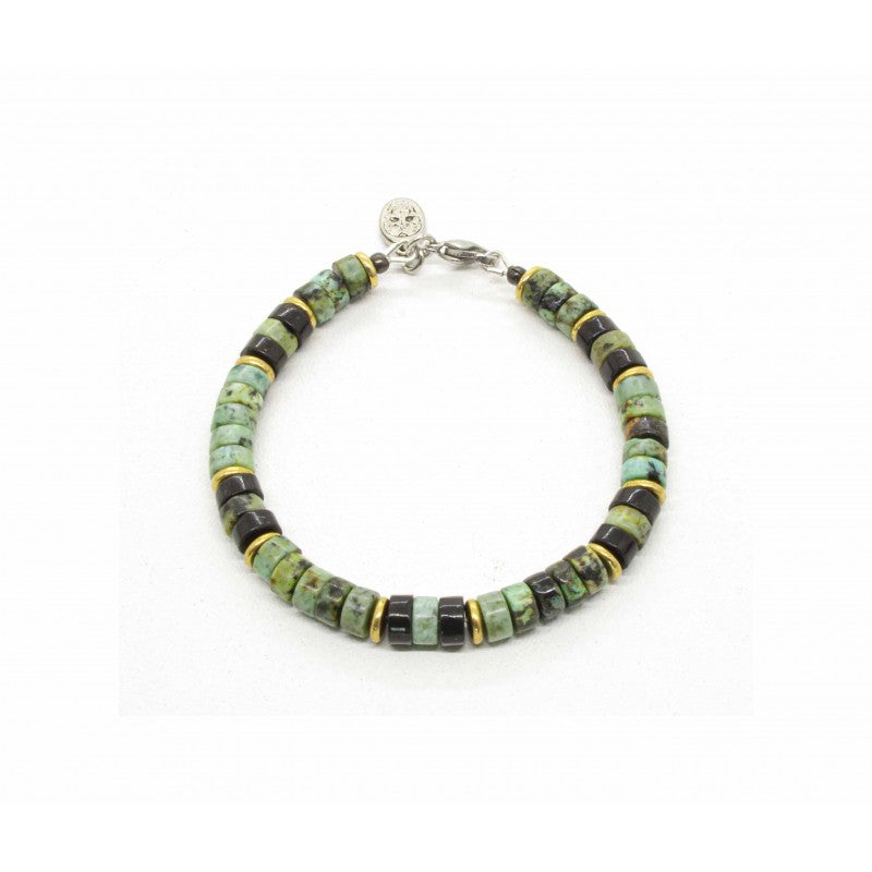 African turquoise Heishi Bracelet, Green-Ringe og Halskæder-Black Pearl Creations-Motorious Copenhagen