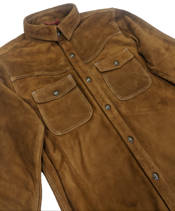 Alliance Buffalo Shirt, Buff Suede, Cognac-Skjorter-Iron & Resin-Motorious Copenhagen