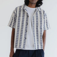 Aloha Shirt, Beldi Jacquard, Off White/Navy-Skjorter-Eat Dust-Motorious Copenhagen