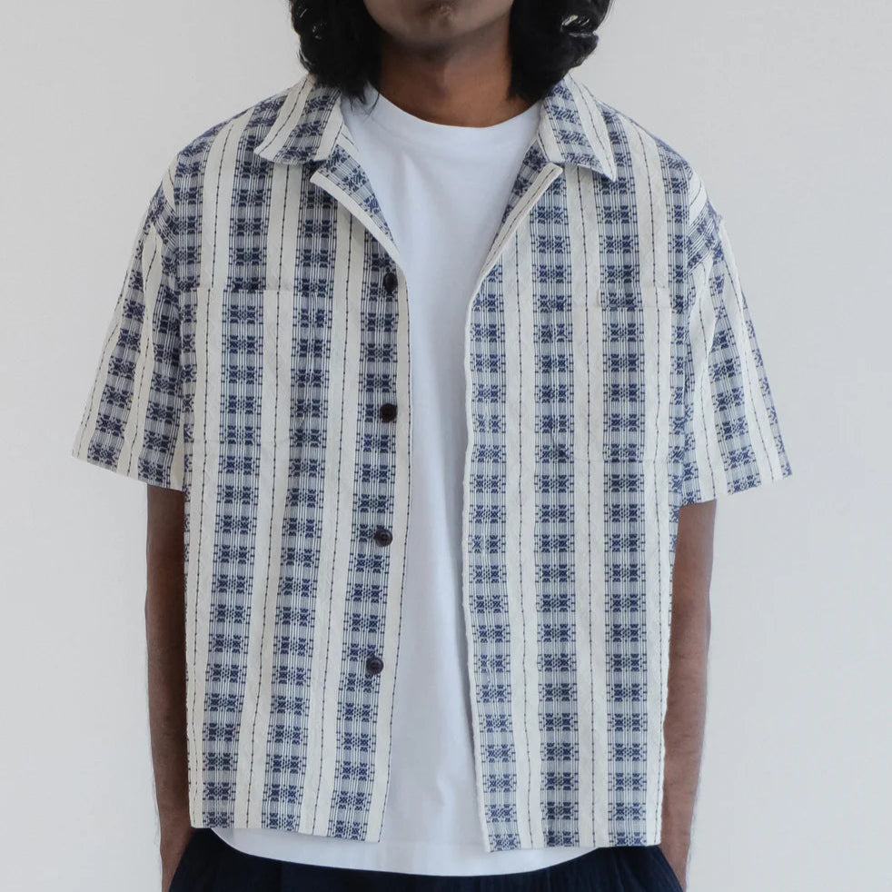 Aloha Shirt, Beldi Jacquard, Off White/Navy-Skjorter-Eat Dust-Motorious Copenhagen