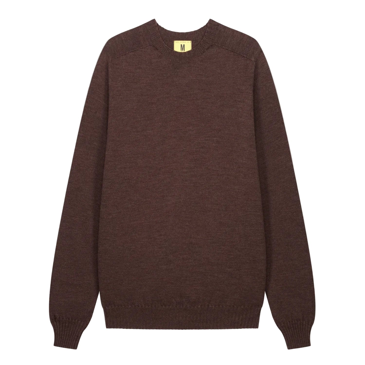 Aris, Crew Neck Sweater, Extra-fine Merino Wool, Marron (Brown)-Sweatshirts-Nitto Knitwear-Motorious Copenhagen