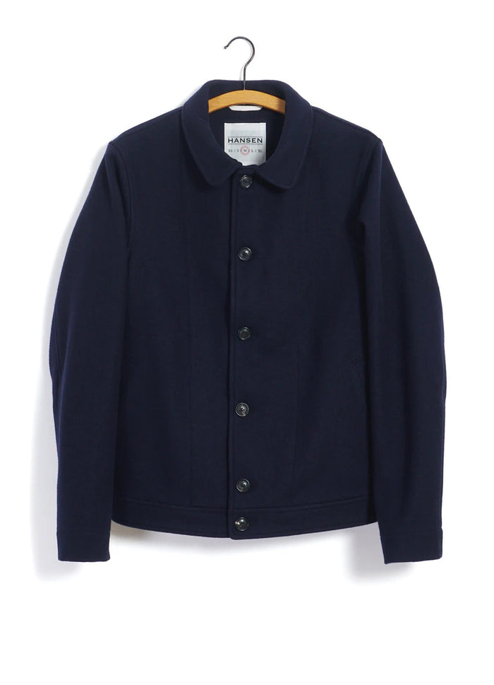 Atlas, Short Wool Felt Jacket, Solid Blue-Jakker-Hansen Garments-Motorious Copenhagen