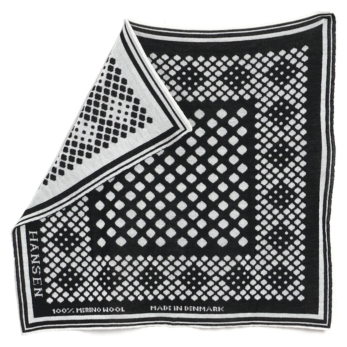 Bandana, Knitted Wool, Off-white/Black-Halstørklæder-Hansen Garments-Motorious Copenhagen