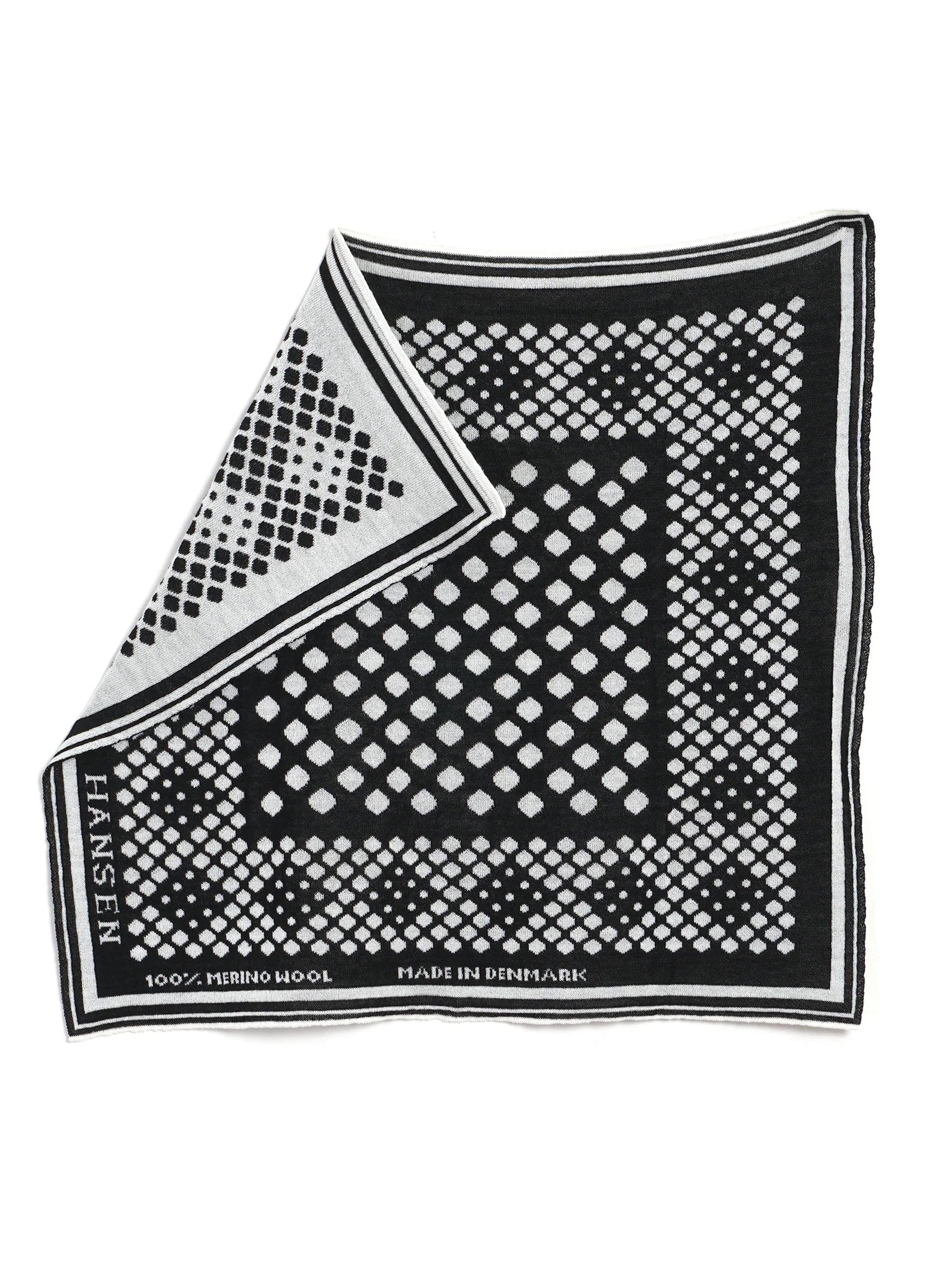 Bandana, Knitted Wool, Off-white/Black-Halstørklæder-Hansen Garments-Motorious Copenhagen