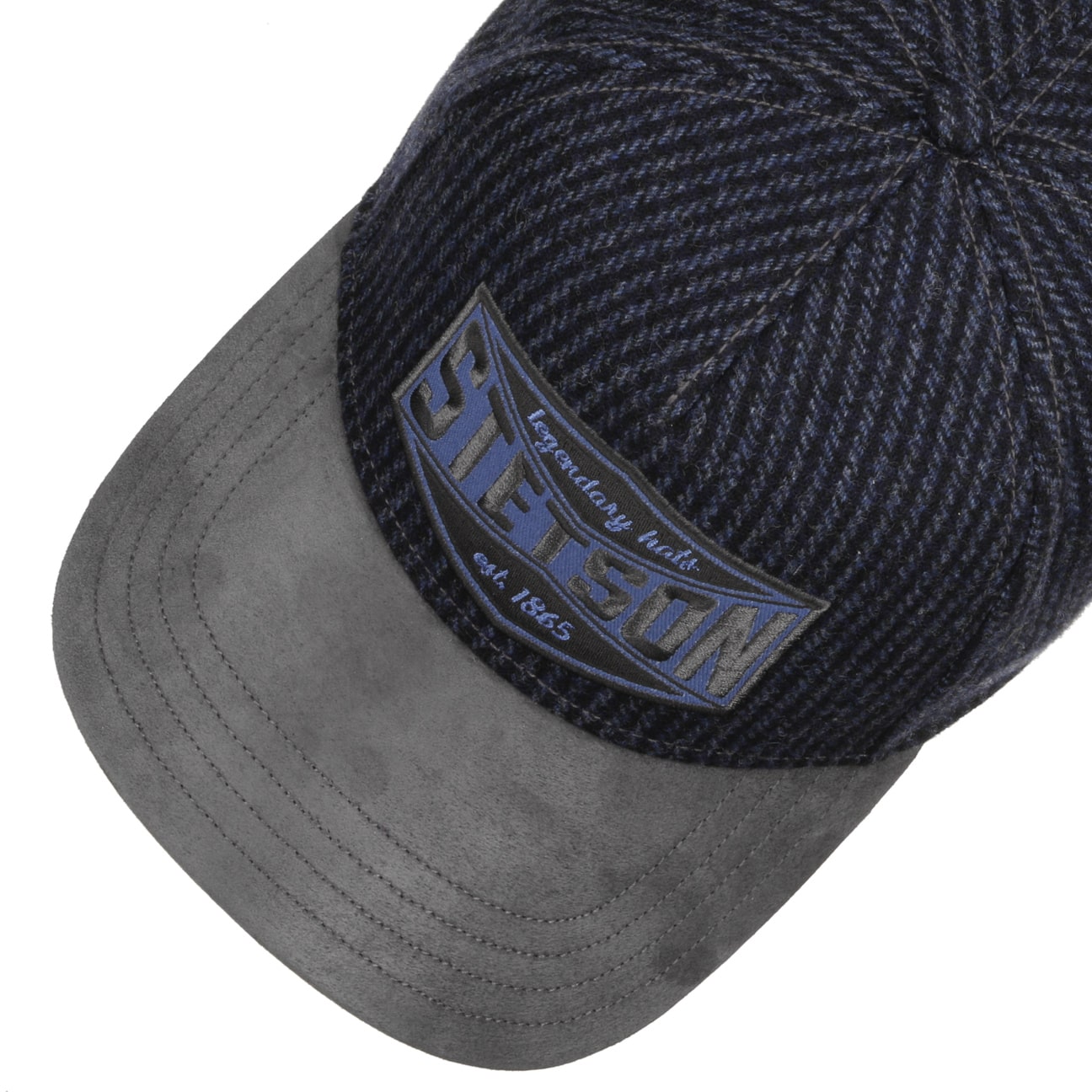 Baseball Cap, Goat Suede/Wool, Blue/Grey-Hatte og Caps-Stetson-Motorious Copenhagen