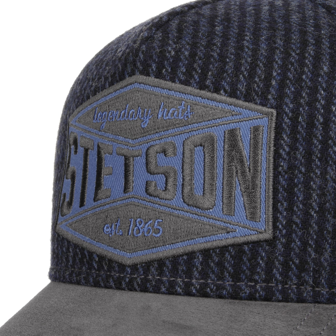 Baseball Cap, Goat Suede/Wool, Blue/Grey-Hatte og Caps-Stetson-Motorious Copenhagen