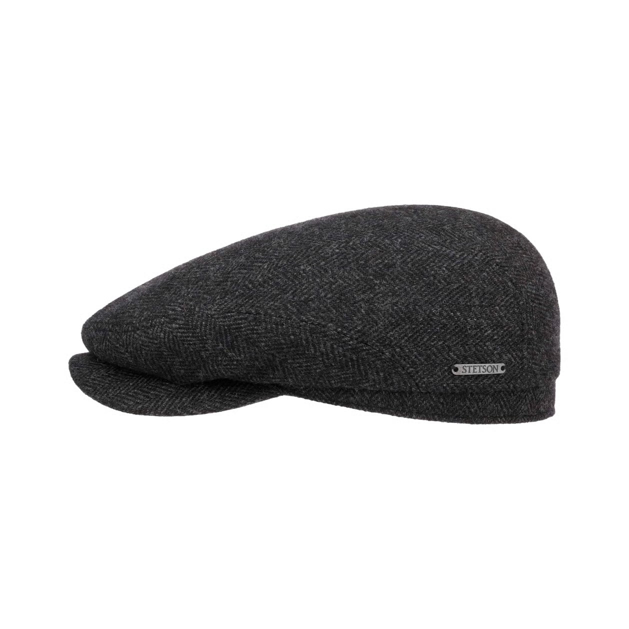 Belfast Classic Wool Flat Cap, Dark Grey-Hatte og Caps-Stetson-Motorious Copenhagen