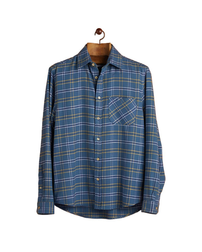 Blue Water Check Shirt, Blue-Skjorter-Portuguese Flannel-Motorious Copenhagen