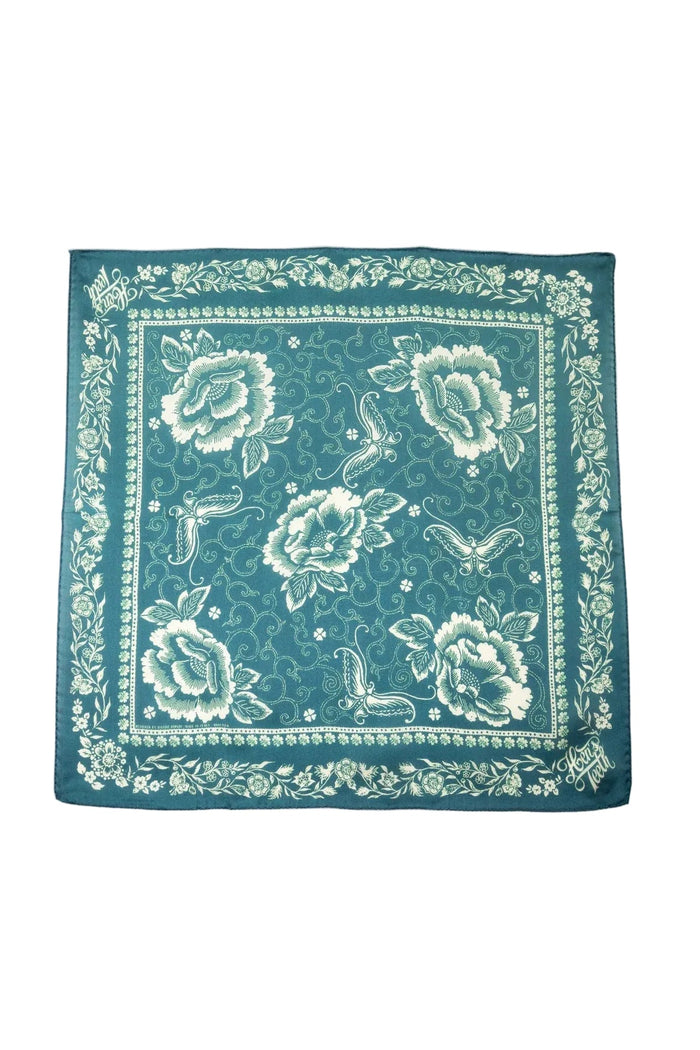 Butterfly Bandana, Aqua/Tealsilk-Halstørklæder-Hen's Teeth-Motorious Copenhagen