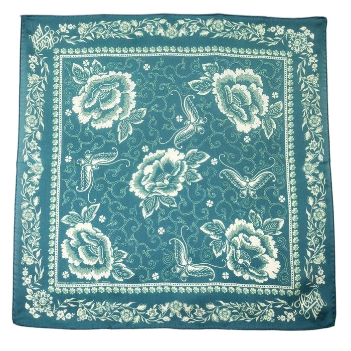 Butterfly Bandana, Aqua/Tealsilk-Halstørklæder-Hen's Teeth-Motorious Copenhagen