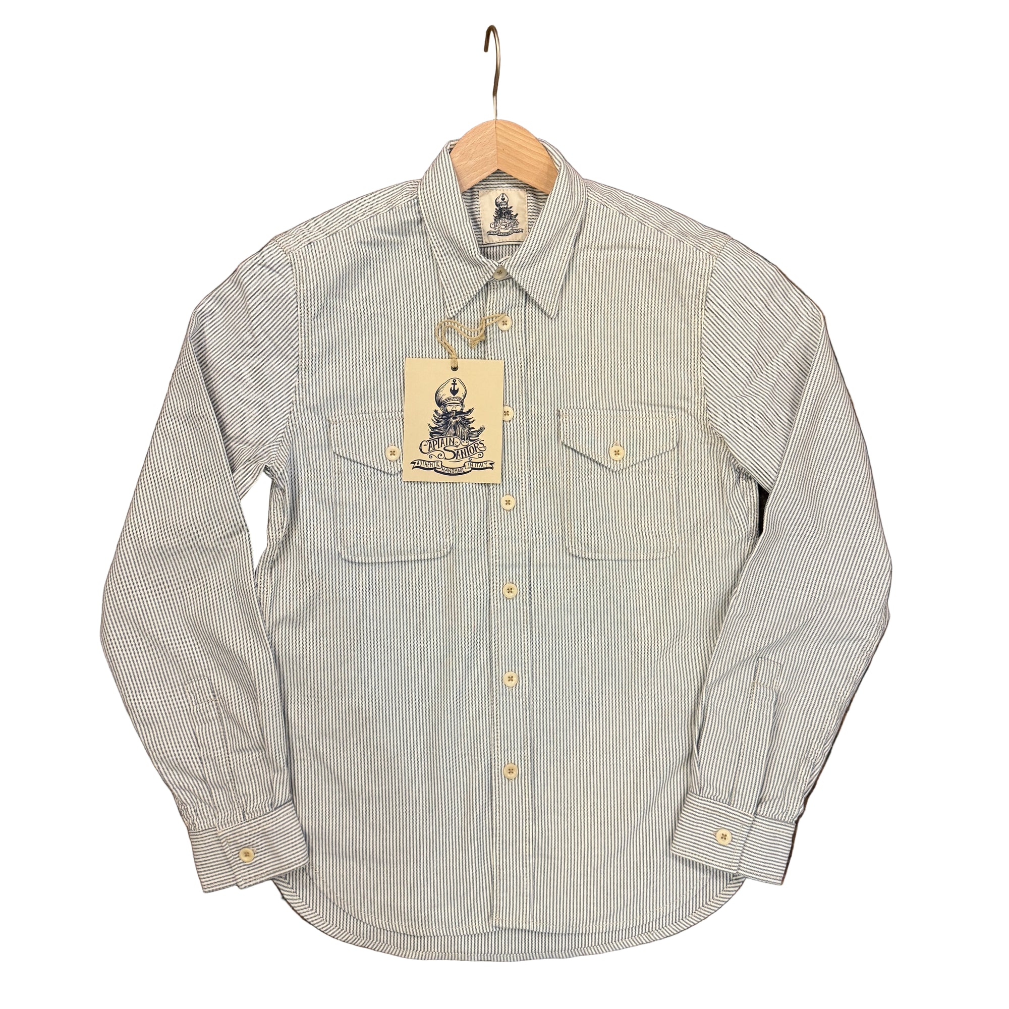 CPO Shirt, White/Blue stripe-Skjorter-Captain Santors-Motorious Copenhagen