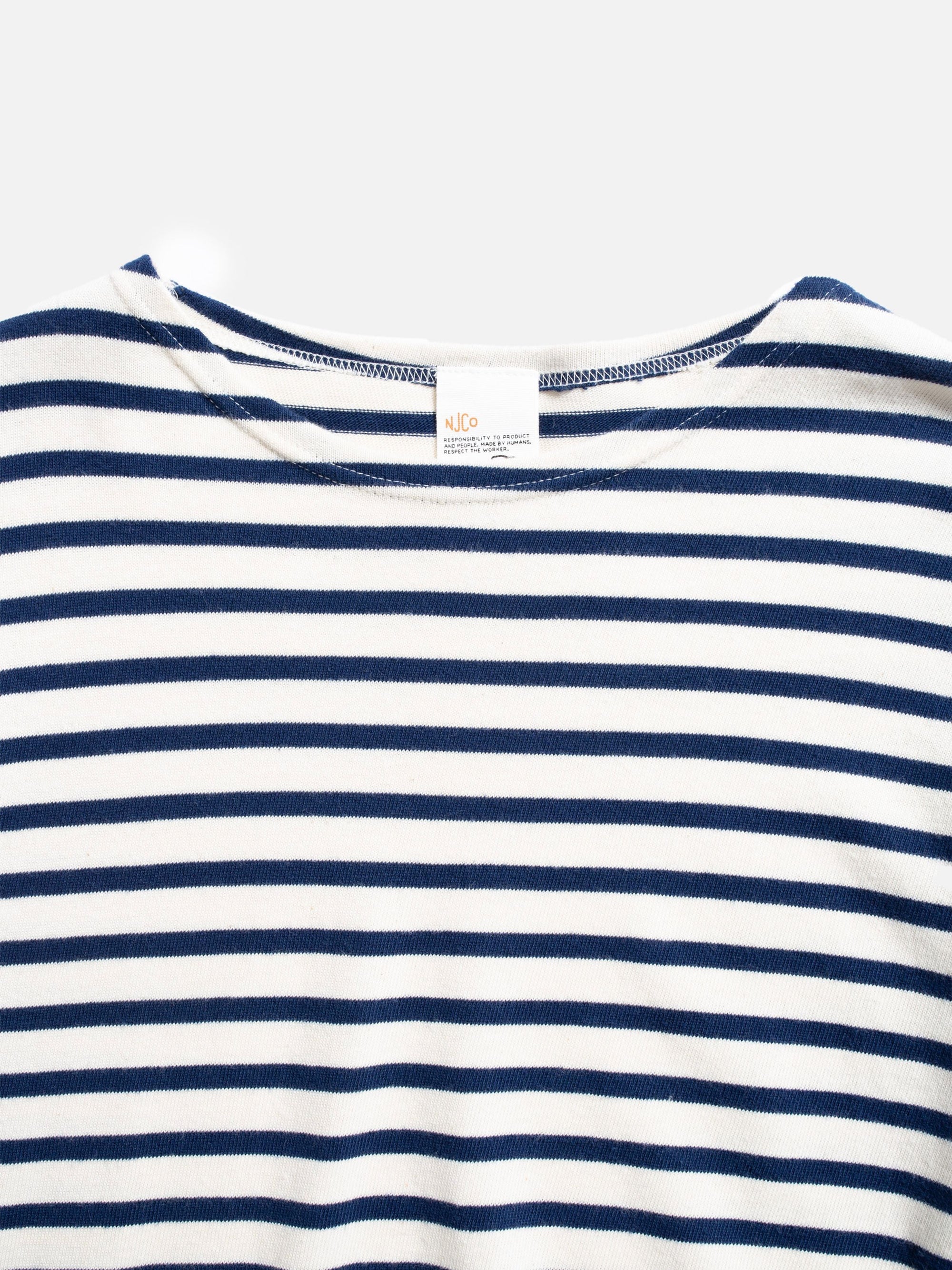 Charles Stripe LS T-shirt, Offwhite/Blue-T-shirts-Nudie Jeans-Motorious Copenhagen