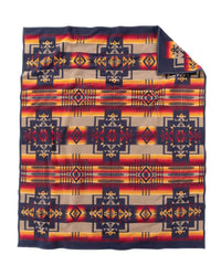Chief Joseph, Unnapped Jacquard Robe Blanket, Navy/Indigo-Tæpper-Pendleton-Motorious Copenhagen
