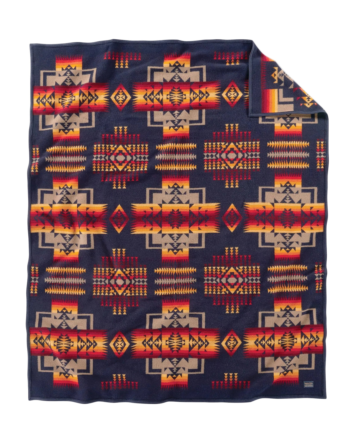 Chief Joseph, Unnapped Jacquard Robe Blanket, Navy/Indigo-Tæpper-Pendleton-Motorious Copenhagen
