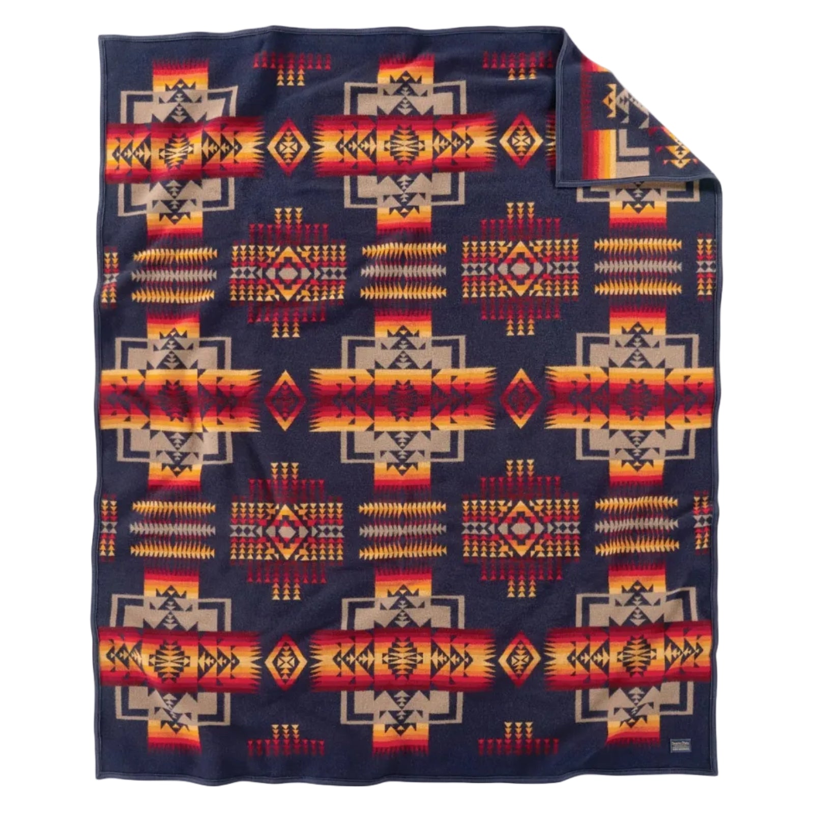 Chief Joseph, Unnapped Jacquard Robe Blanket, Navy/Indigo-Tæpper-Pendleton-Motorious Copenhagen