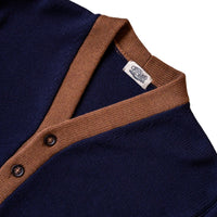 College Cardigan, Blue/Brown-Sweatshirts-Captain Santors-Motorious Copenhagen