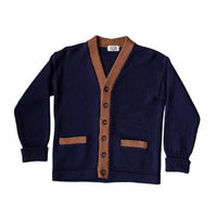 College Cardigan, Blue/Brown-Sweatshirts-Captain Santors-Motorious Copenhagen