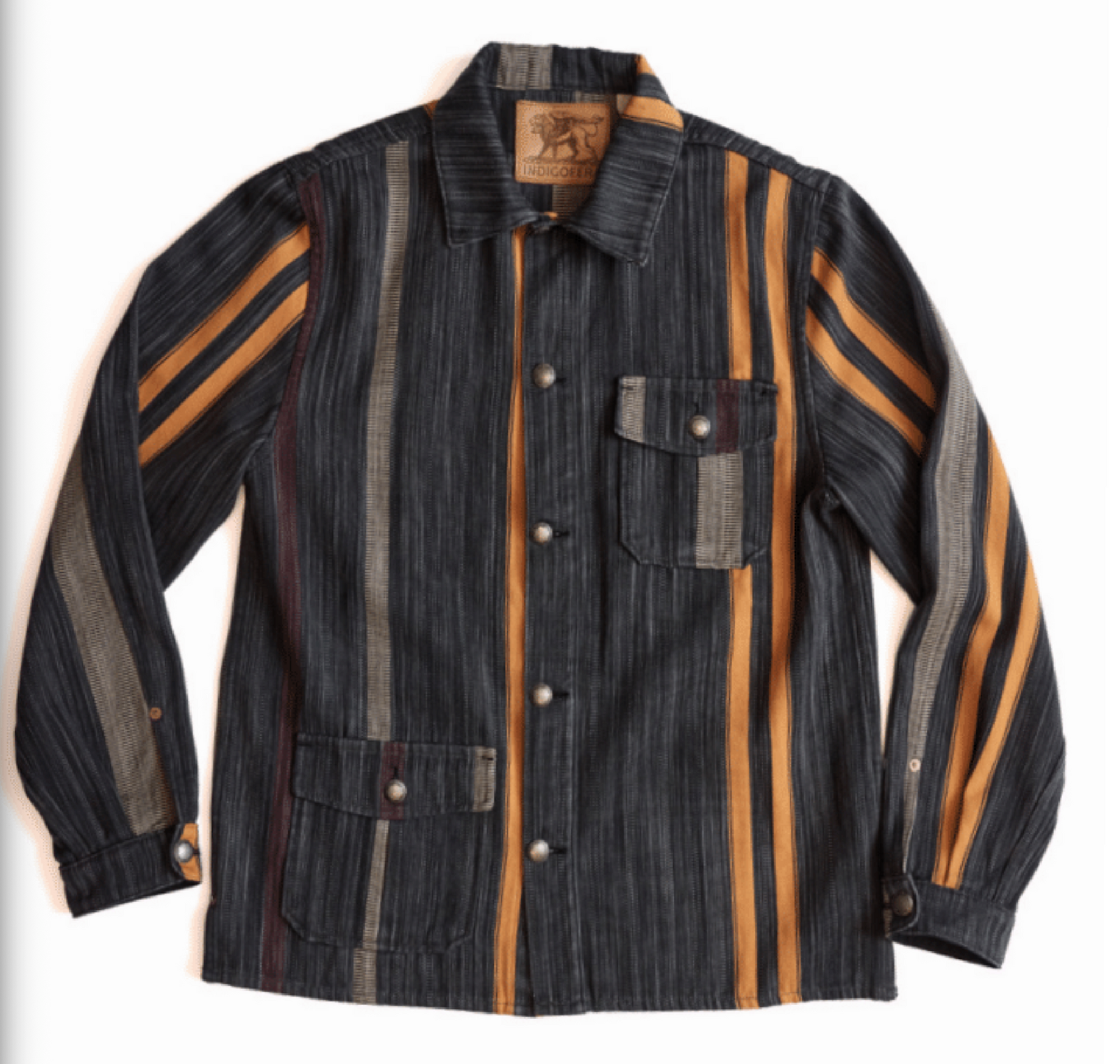 Conway Shirt, Cotton/Wool Stripe, Dark Grey/Wine/Orange-Skjorter-IndigoFera-Motorious Copenhagen
