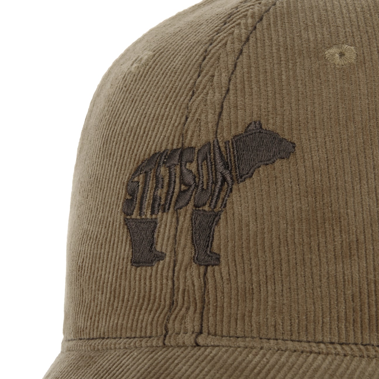 Corduroy Cap, Embroidered Bear, Brown-Hatte og Caps-Stetson-Motorious Copenhagen