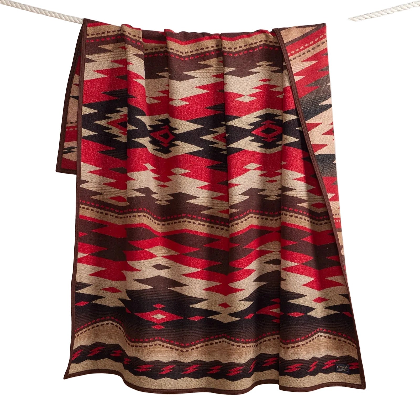 Crown Point, Unnapped Jacquard Robe Blanket, Red/Brown-Tæpper-Pendleton-Motorious Copenhagen