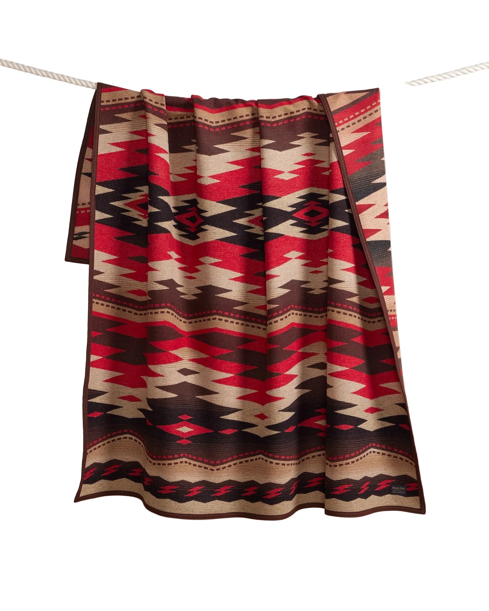 Crown Point, Unnapped Jacquard Robe Blanket, Red/Brown-Tæpper-Pendleton-Motorious Copenhagen