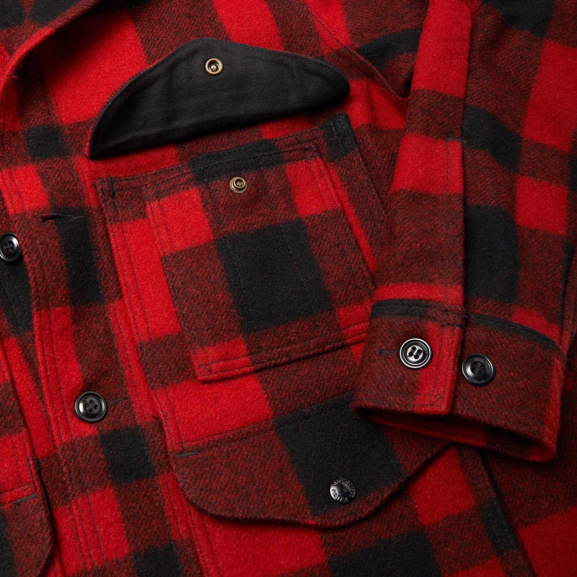 Cruiser Jacket, Mackinaw Wool, Red/Black Plaid-Jakker-Filson 1897-Motorious Copenhagen