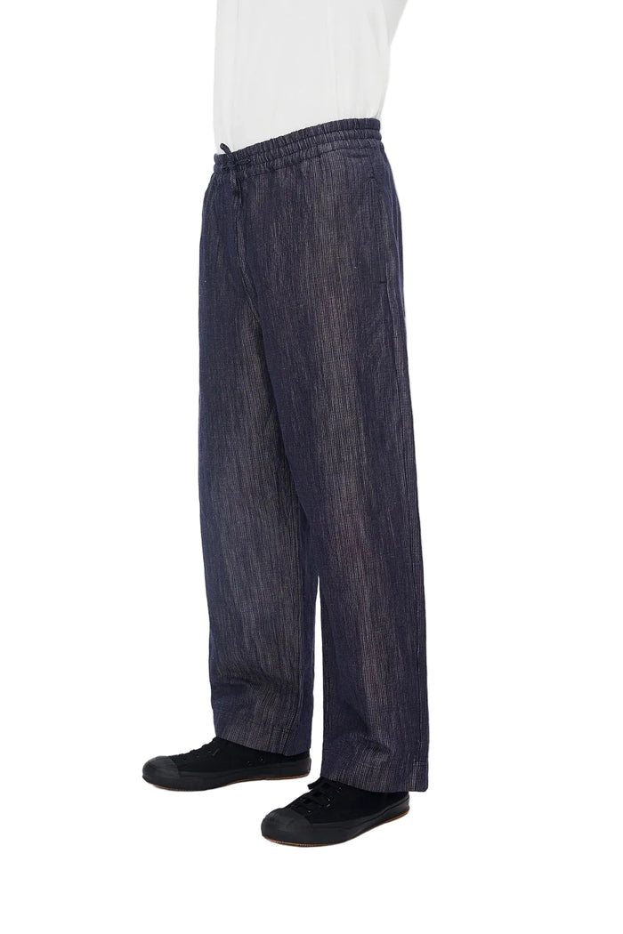 Emir, Loose Drawstring Pants, Navy Dobby-Bukser-Hansen Garments-Motorious Copenhagen