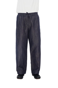 Emir, Loose Drawstring Pants, Navy Dobby-Bukser-Hansen Garments-Motorious Copenhagen