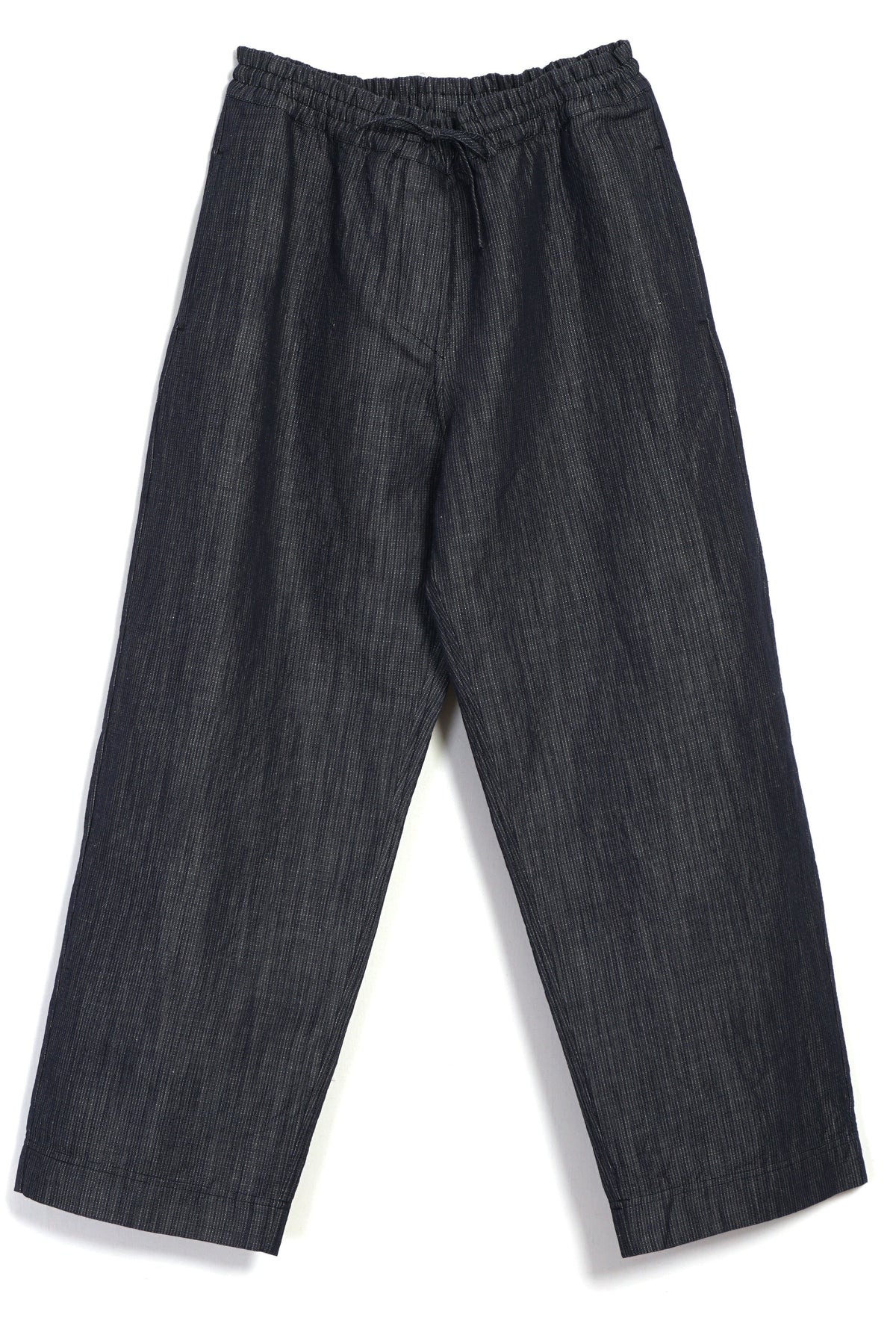 Emir, Loose Drawstring Pants, Navy Dobby-Bukser-Hansen Garments-Motorious Copenhagen