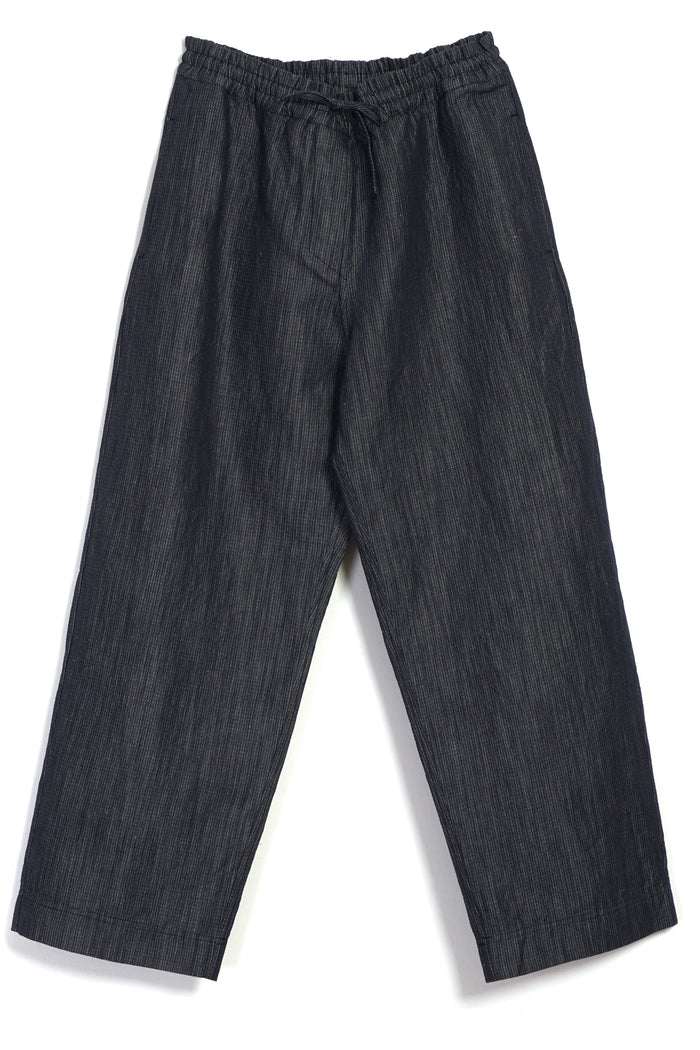 Emir, Loose Drawstring Pants, Navy Dobby-Bukser-Hansen Garments-Motorious Copenhagen