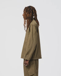 Fisherman Shirt, Garbadine Satin, Fossil Green-Skjorter-Eat Dust-Motorious Copenhagen