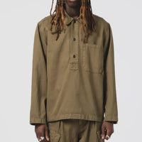 Fisherman Shirt, Garbadine Satin, Fossil Green-Skjorter-Eat Dust-Motorious Copenhagen