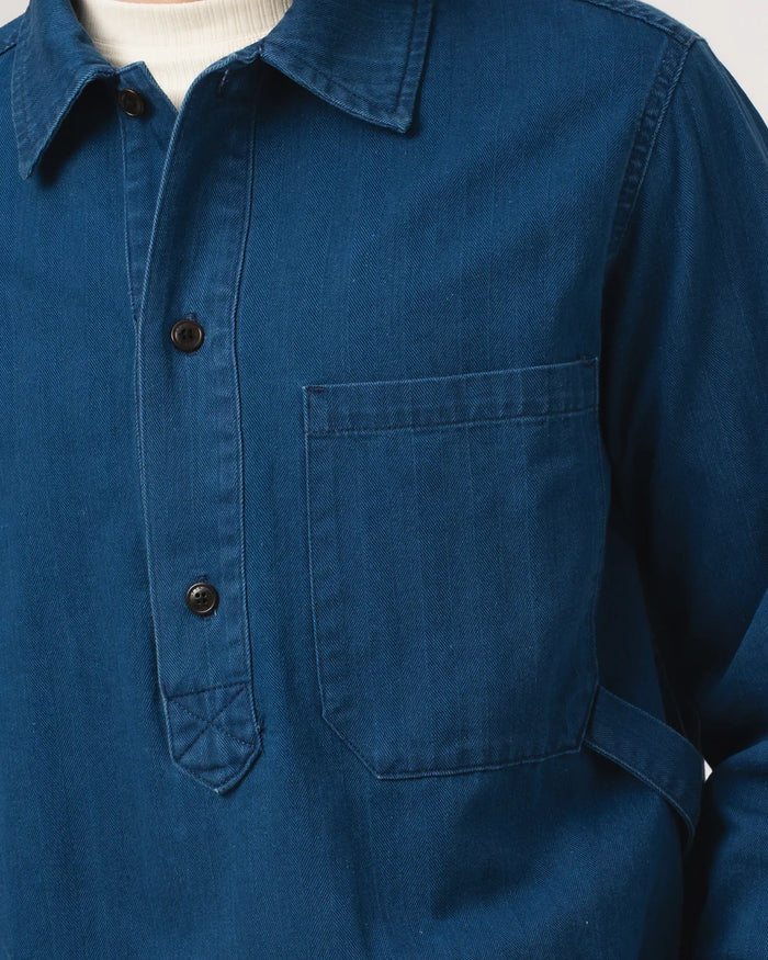 Fisherman Shirt, Herringbone Twill Denim, Blue-Skjorter-Eat Dust-Motorious Copenhagen