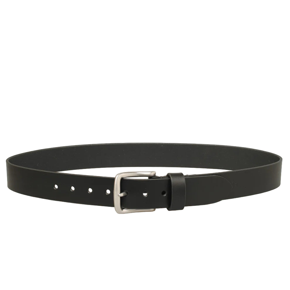 Flintholm, 40mm Belt, Black/Satin Nickel Finish-Bælter-Baunbaek og Lyn-Motorious Copenhagen