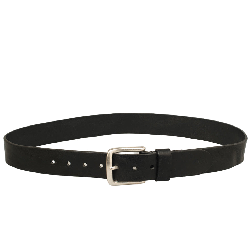 Flintholm, 40mm Vintage Leather Belt, Black/Nickel-Bælter-Baunbaek og Lyn-Motorious Copenhagen