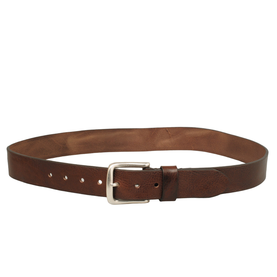 Flintholm, 40mm Vintage Leather Belt, Chestnut/Nickel-Bælter-Baunbaek og Lyn-Motorious Copenhagen