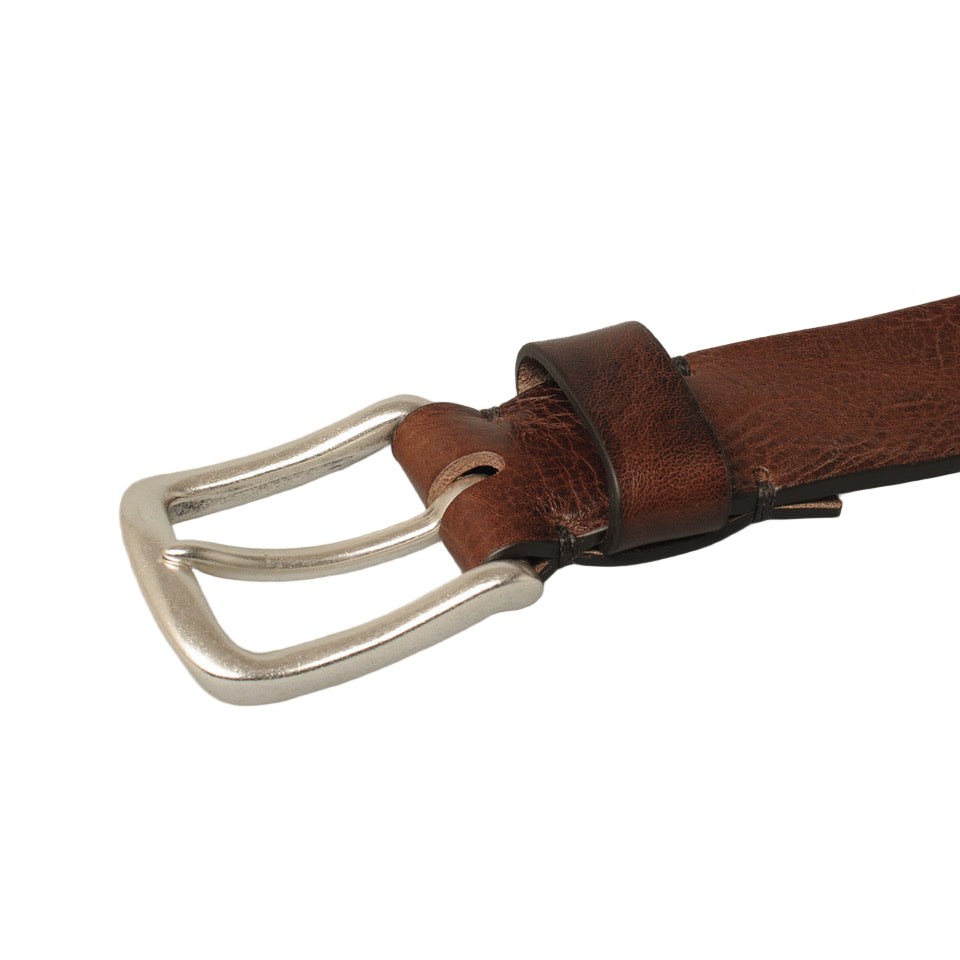 Flintholm, 40mm Vintage Leather Belt, Chestnut/Nickel-Bælter-Baunbaek og Lyn-Motorious Copenhagen