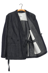 Folke, Eastern Style Blazer, Navy Dobby-Blazere-Hansen Garments-Motorious Copenhagen
