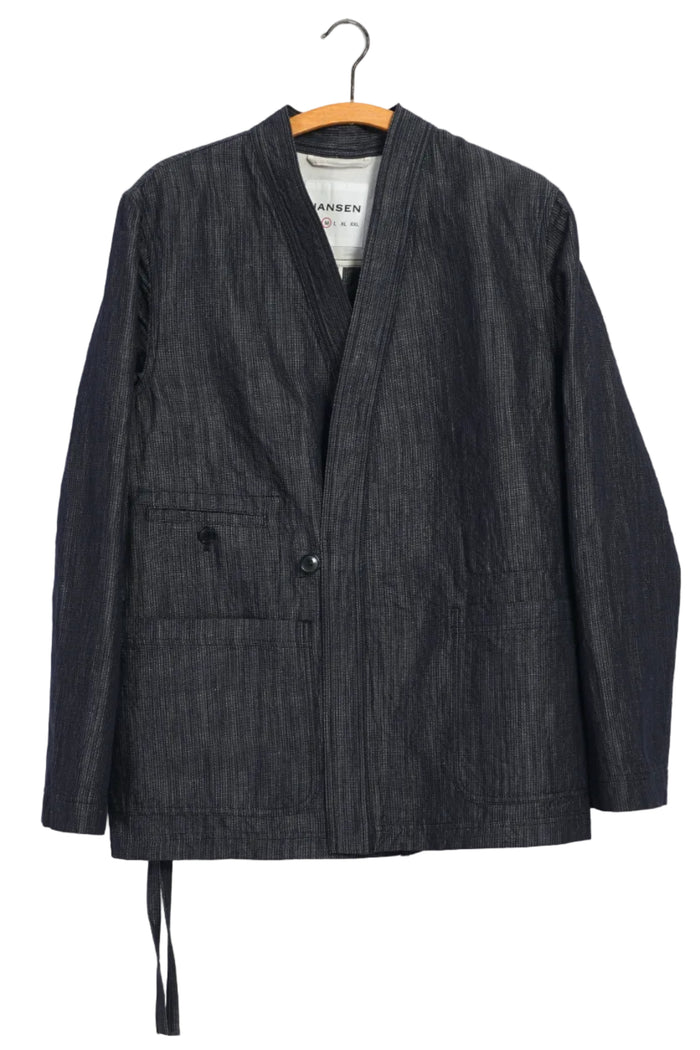 Folke, Eastern Style Blazer, Navy Dobby-Blazere-Hansen Garments-Motorious Copenhagen