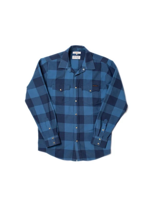 George Flannel shirt, Blue-Shirt-Nudie Jeans-Motorious Copenhagen