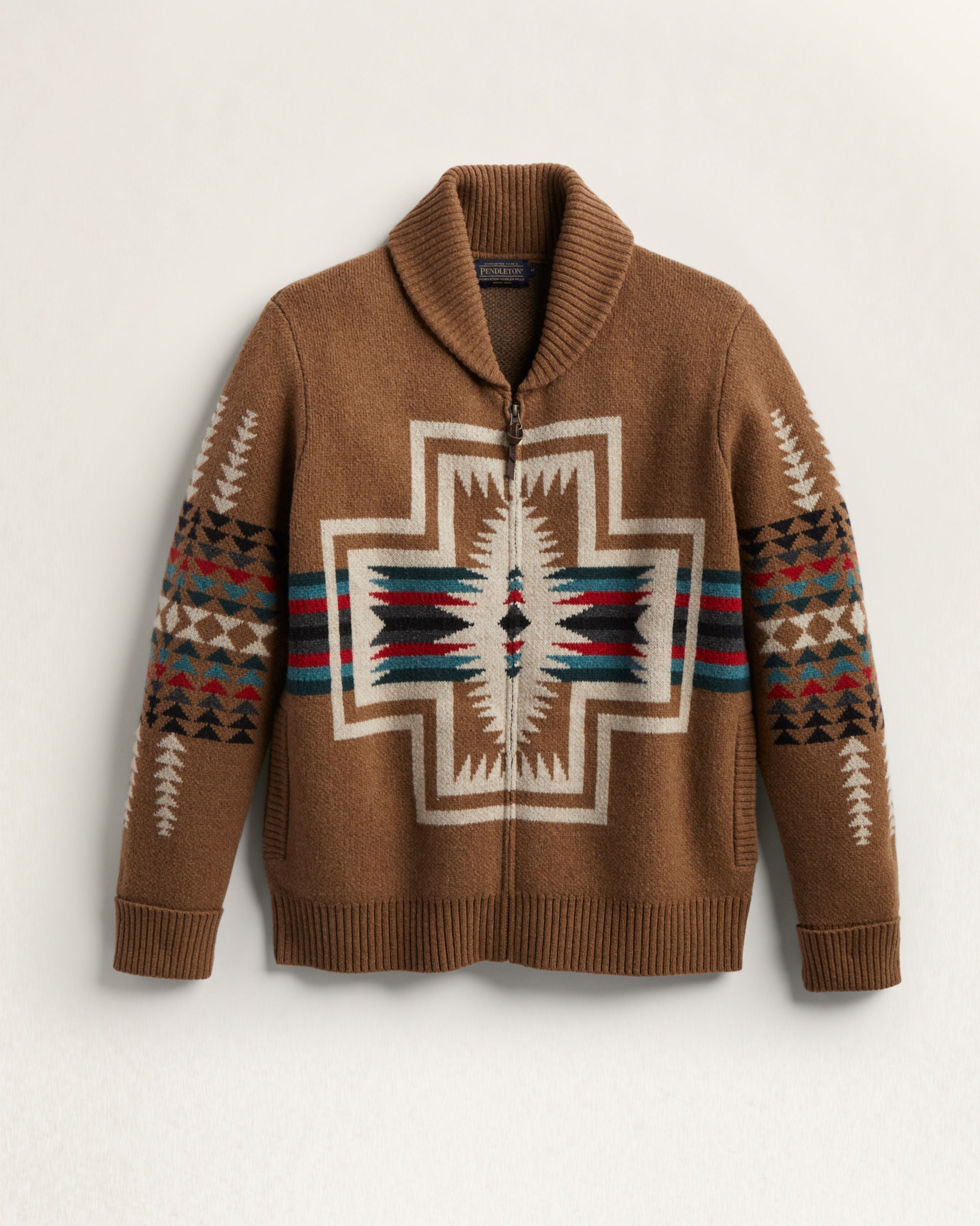 Harding Zip Lambswool Cardigan, Taupe-Sweatshirts-Pendleton-Motorious Copenhagen