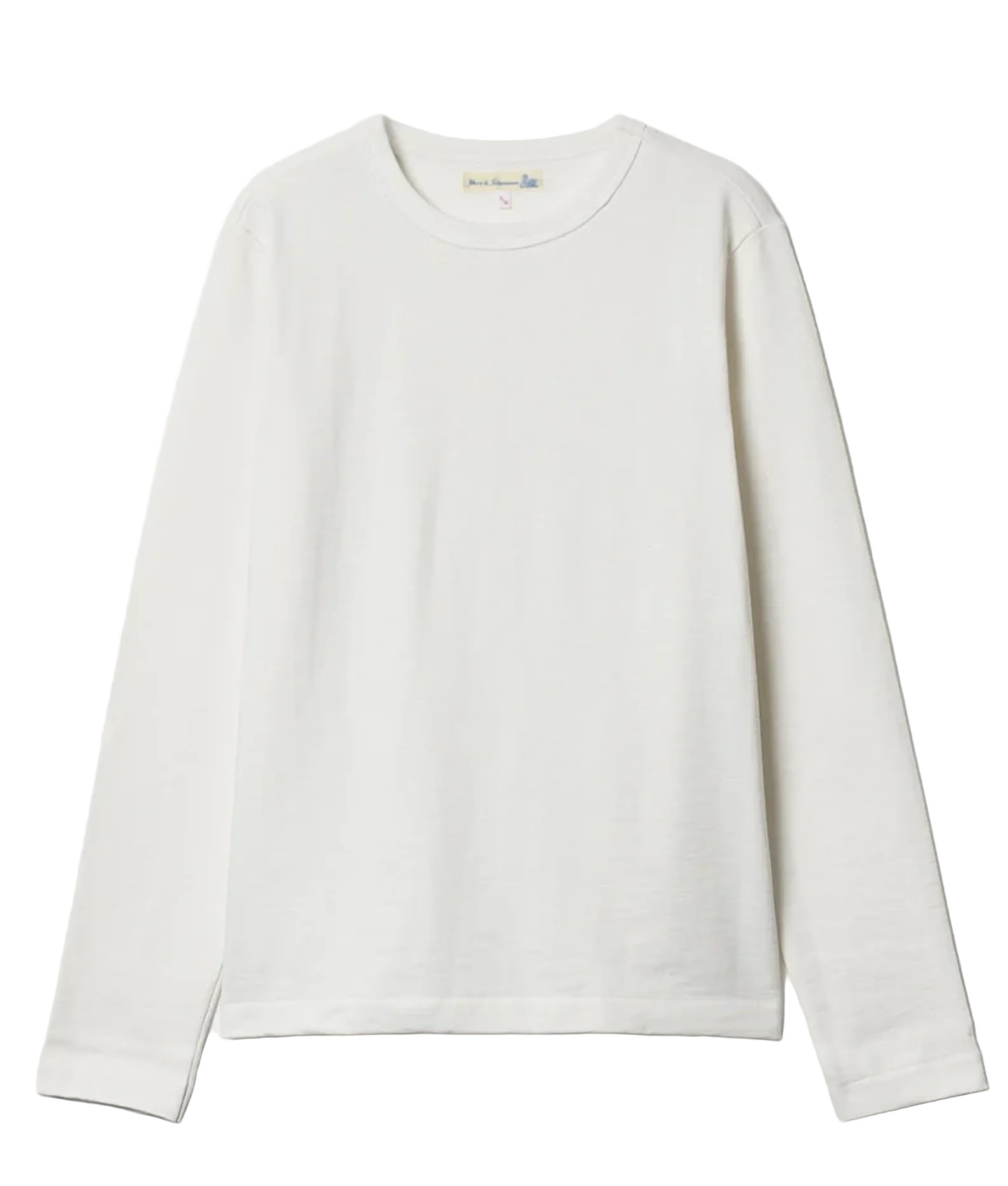 Heavyweight Longsleeve, Loopwheeled Relaxed Fit, White-T-shirts-Merz b. Schwanen-Motorious Copenhagen