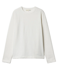 Heavyweight Longsleeve, Loopwheeled Relaxed Fit, White-T-shirts-Merz b. Schwanen-Motorious Copenhagen